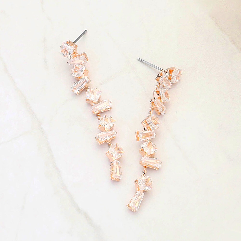 Rose Gold Cubic Zirconia Statement Earrings